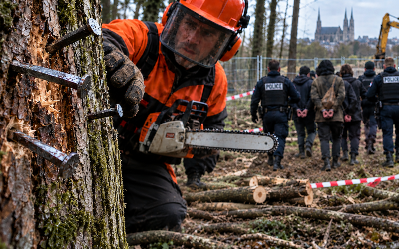 Nantes : dix militants pro-migrants clandestins arrêtés pour avoir piégé des arbres avec des clous afin de blesser les bûcherons opérant sur le chantier du futur centre de rétention
